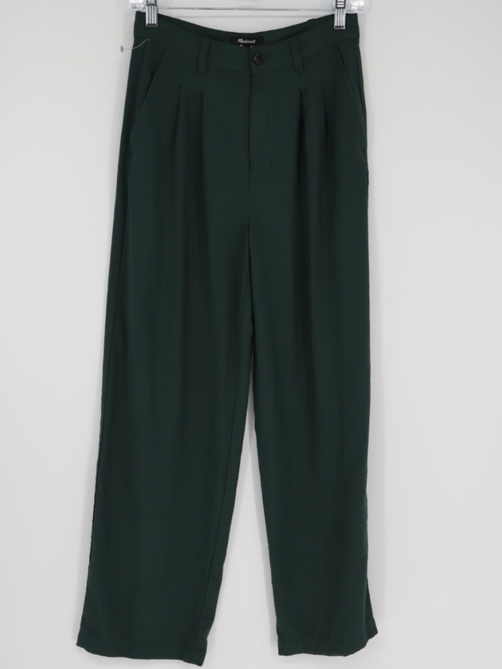 Madewell Drapey Pleated Wide-Leg Pants Women’s 2 Dark Green High Rise Preppy